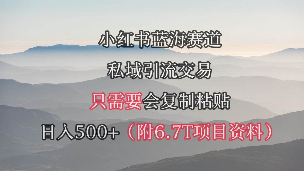 小红书短剧赛道，私域引流交易，会复制粘贴，日入500十（附6.7T短剧资源）