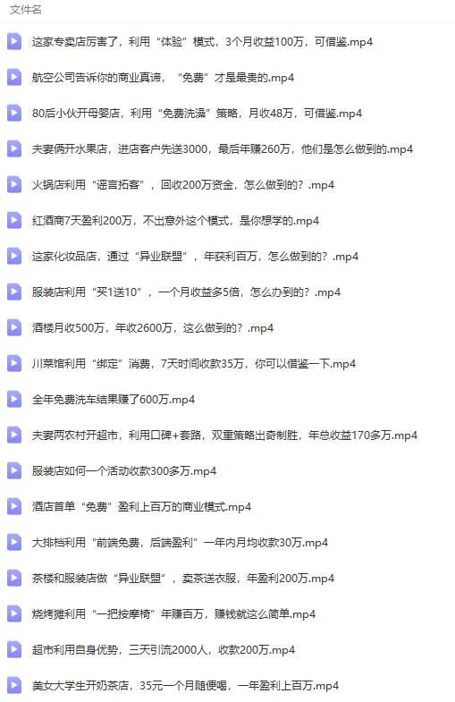 真实有效391套商业模式，年入几十到几百万案例解析（电子书十视频十图文）