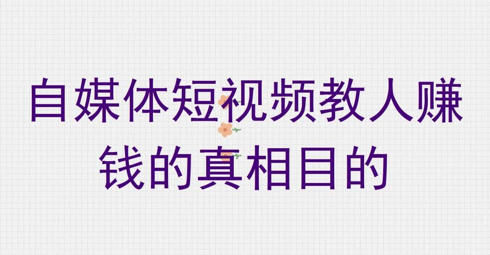 自媒体短视频教人赚钱，背后的真相与目的揭秘！