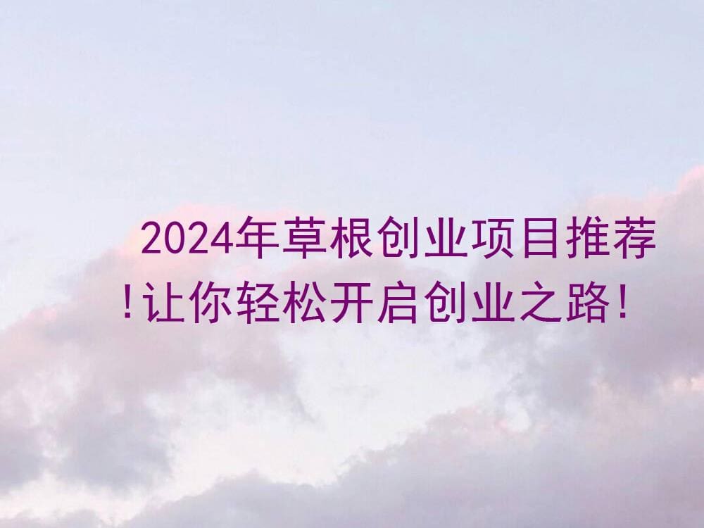2024年草根创业新风口！三大推荐项目，助你轻松开启创业之路，逆袭人生！