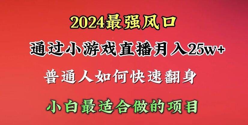 2024年最强风口，通过小游戏直播月入25w十单日收益5000十小白最适合做的项目